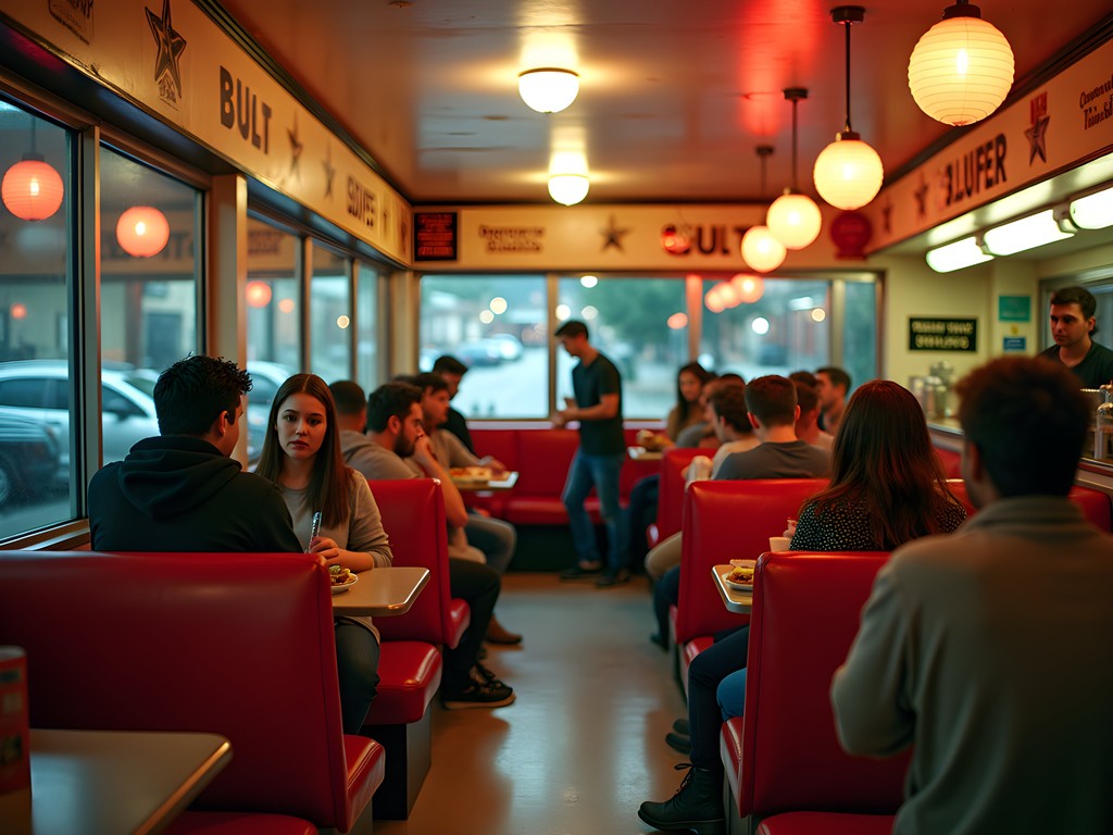 College students enjoying late-night food at a Murfreesboro diner after bar-hopping
