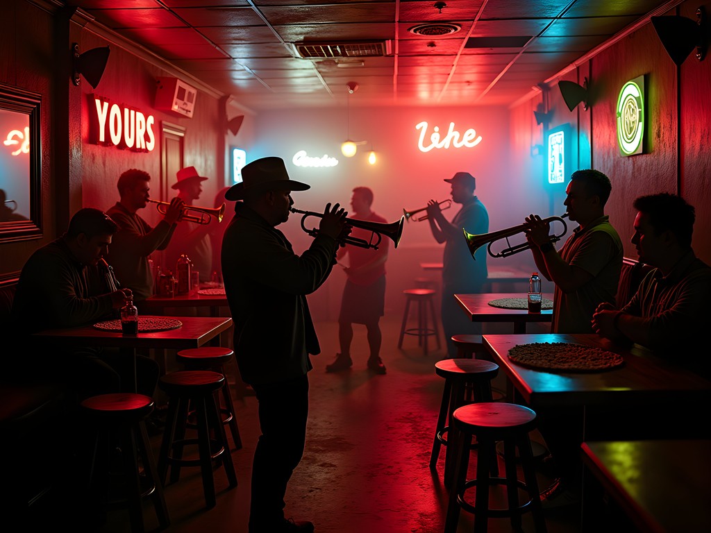 Live brass band performance at Bullets Sports Bar in Treme neighborhood New Orleans