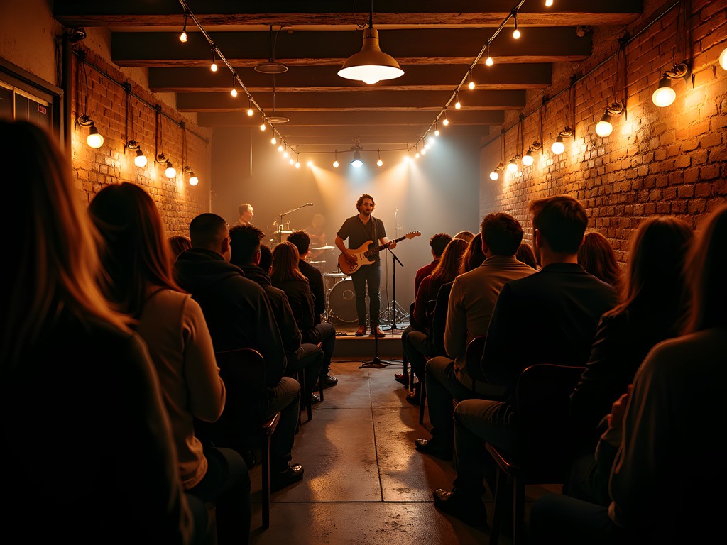 Intimate live music performance at small NYC venue with engaged audience