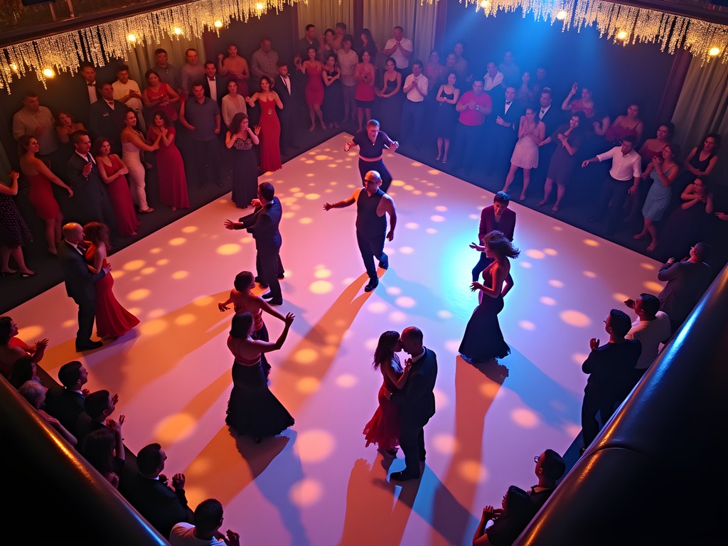 Vibrant Latin dance floor at El Capitan in North Las Vegas showing dance patterns