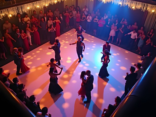 Vibrant Latin dance floor at El Capitan in North Las Vegas showing dance patterns
