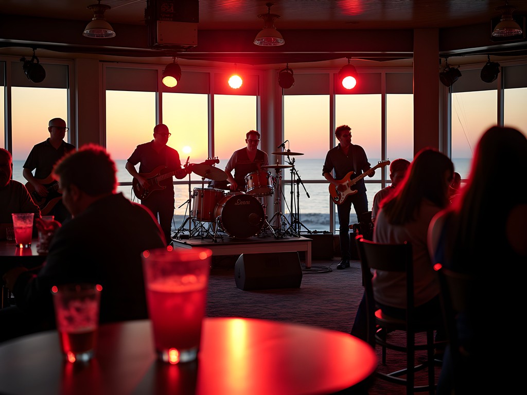 Live band performing at Fager's Island in Ocean City with sunset view