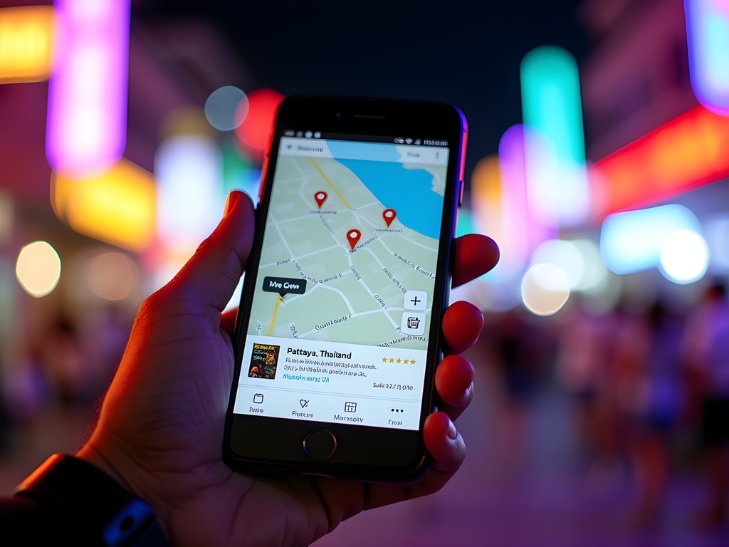 Person using smartphone to navigate Pattaya's nightlife with specialized apps