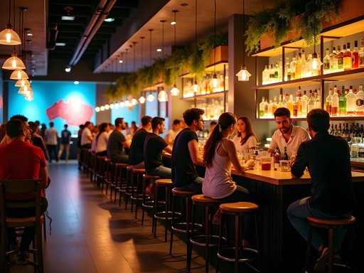 Contemporary bar interior in Perth's emerging district with unique design elements