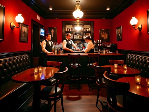 Dimly lit speakeasy bar with vintage decor in Old City Philadelphia