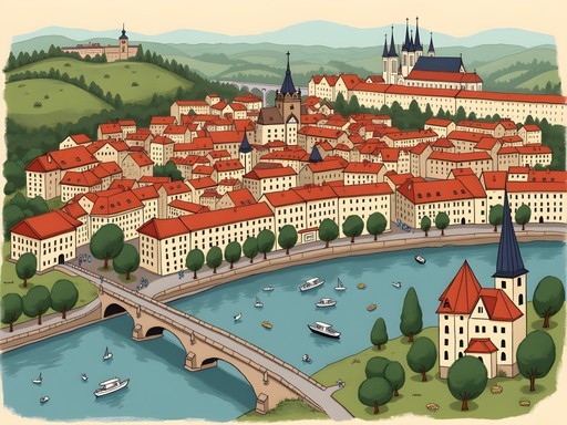 Illustrated map of Prague showing locations of recommended underground clubs and jazz venues