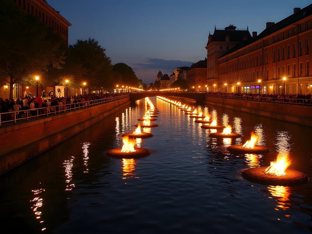 WaterFire festival with floating bonfires and live music in downtown Providence