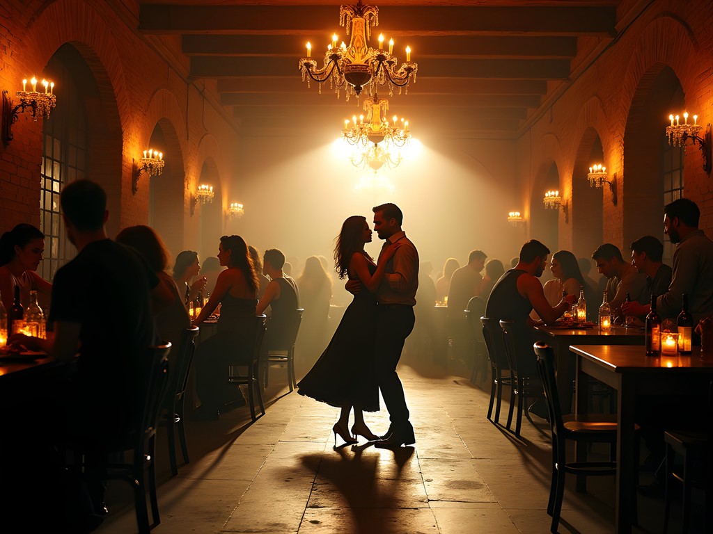 Atmospheric tango dance floor at La Catedral club in Buenos Aires