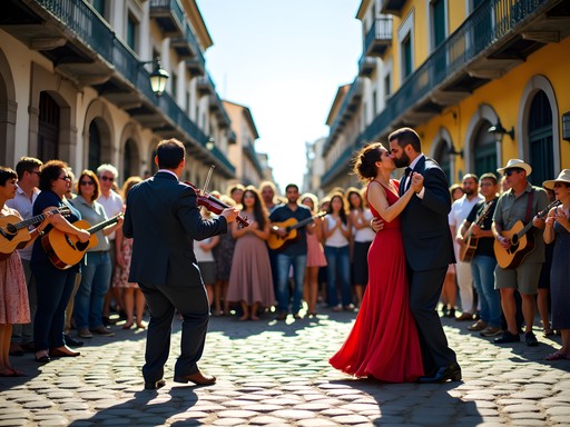 Spontaneous street tango performance in San Telmo, Buenos Aires with crowd participation