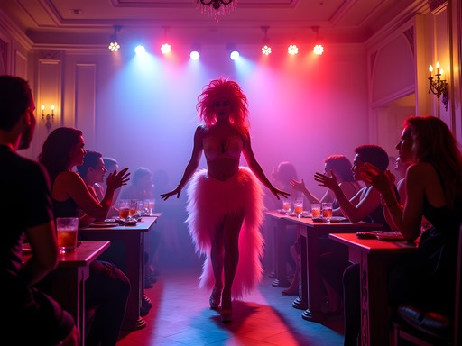 Colorful drag performance at Blue Moon in Rehoboth Beach with enthusiastic audience