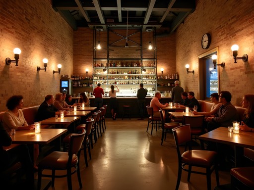 Elegant interior of Hotel Emma's Sternewirth bar with repurposed brewing equipment and comfortable seating