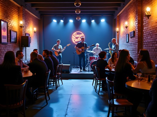 Atmospheric jazz performance in San Antonio's Pearl District with musicians and attentive audience