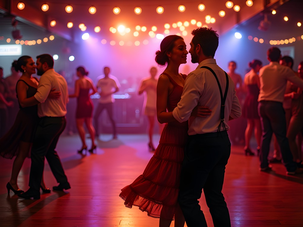 Couples dancing salsa at Castro's Bar in San Jose