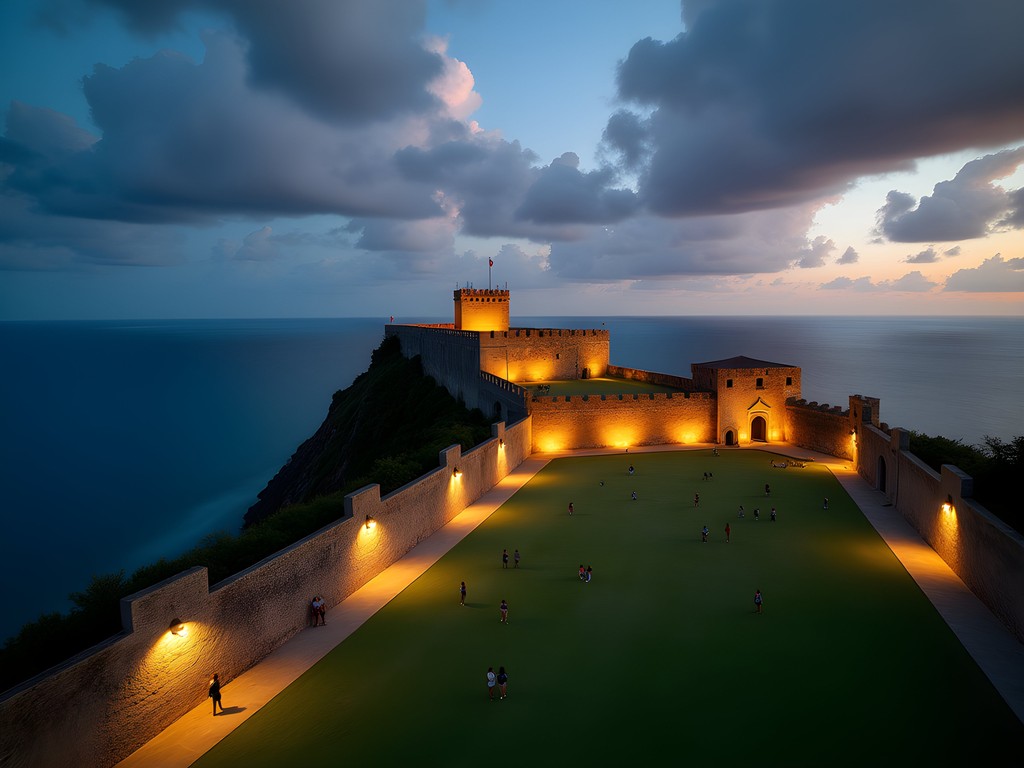El Morro fortress at twilight with dramatic lighting and Atlantic Ocean view