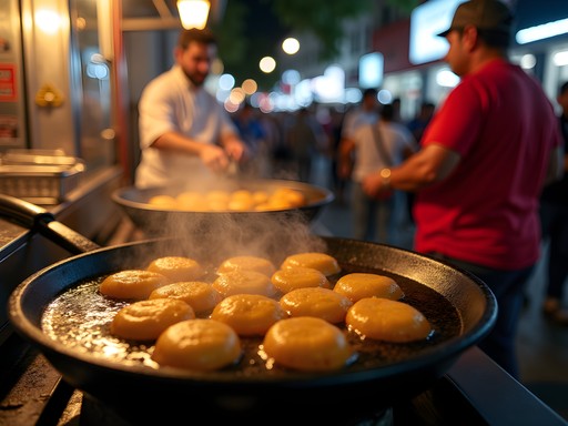 Authentic Puerto Rican street food being served late at night in Old San Juan