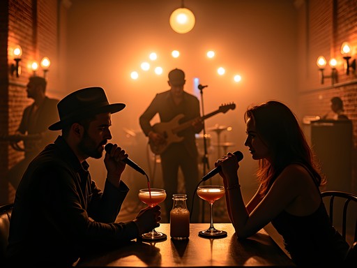 Intimate jazz performance at historic Van Dyck club in Schenectady with couples enjoying cocktails