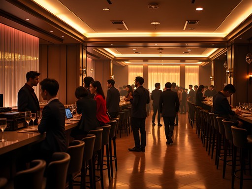 Elegant interior of a high-end Gangnam nightclub with sophisticated lighting and design