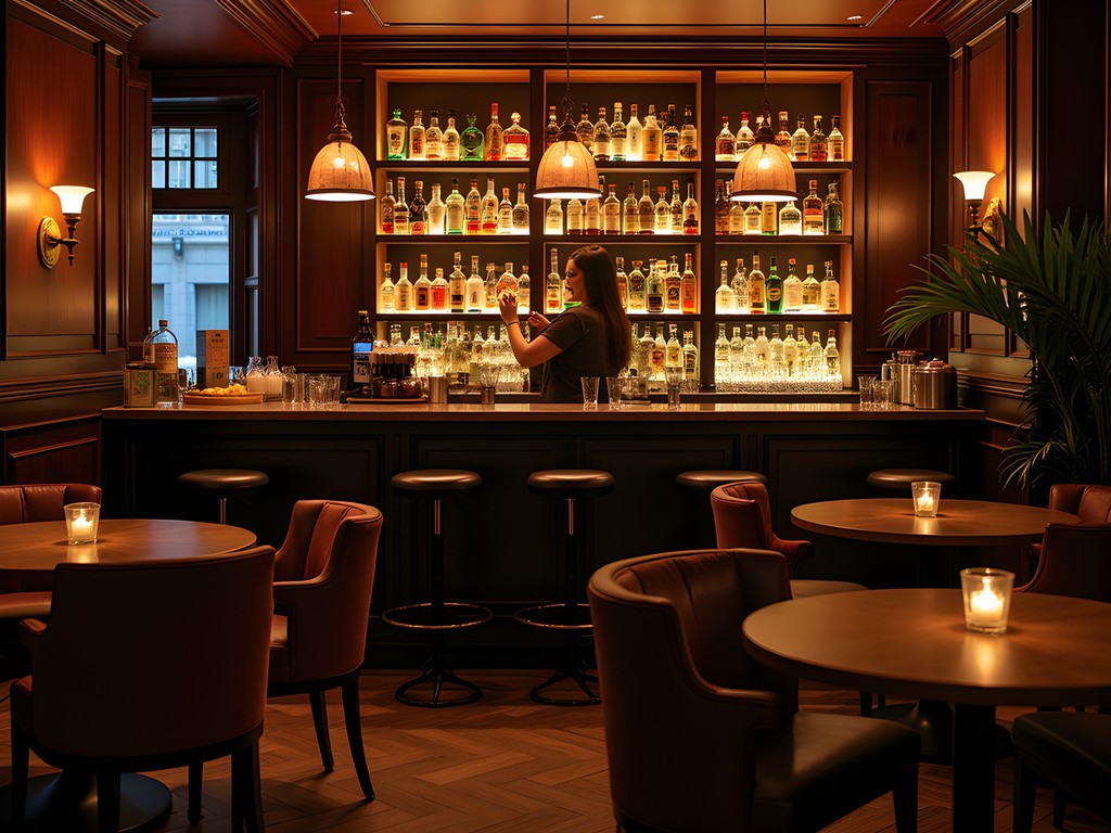 Woman enjoying a craft cocktail at an upscale speakeasy bar in Gangnam