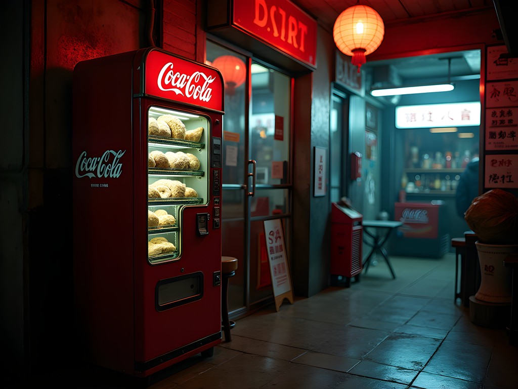 Hidden entrance to Flask speakeasy behind vintage Coca-Cola vending machine in Shanghai