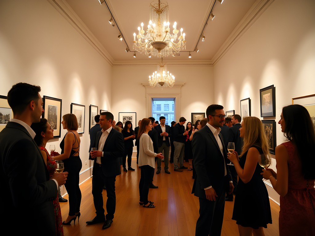 Couples enjoying evening cultural event with art and live music in Suffolk