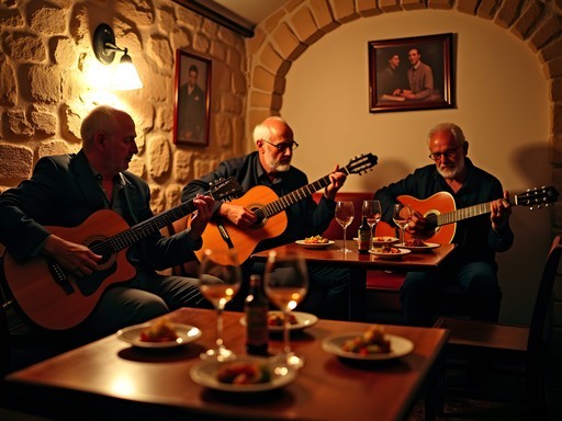 Musicians performing traditional rebetiko music in a Thessaloniki tavern