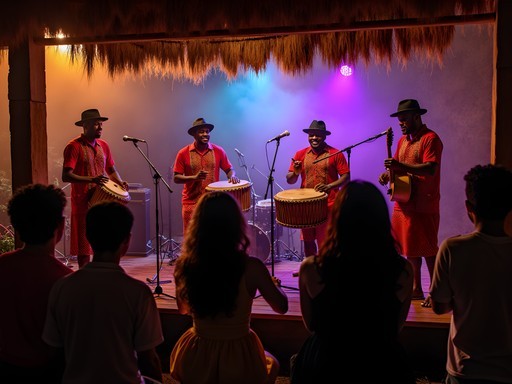 Live sega music performance in Vacoas with traditional instruments and dancers