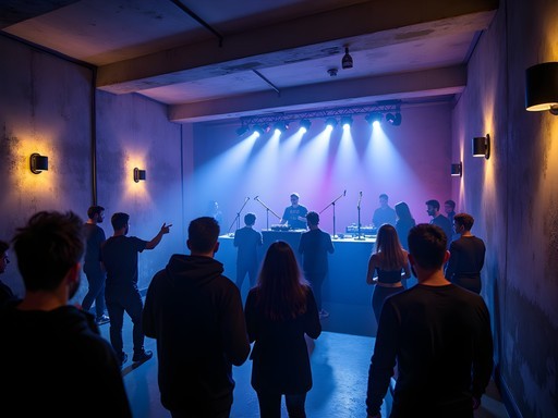Interior of Grelle Forelle underground electronic music club in Vienna