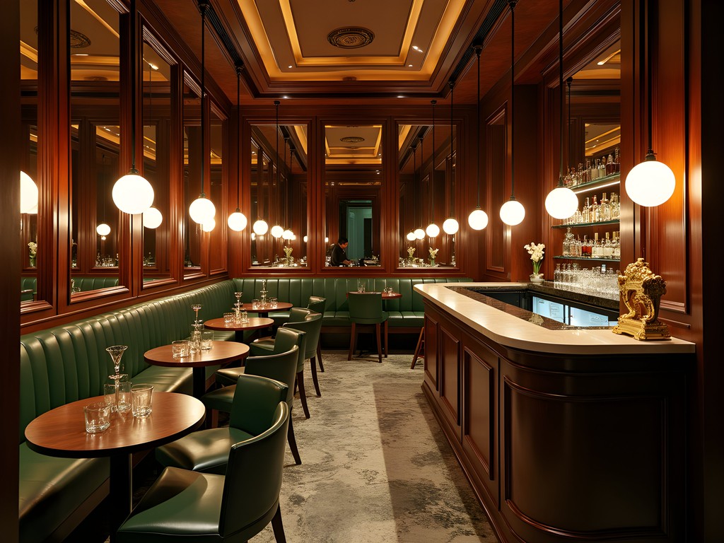 Interior of the historic Loos American Bar in Vienna showing modernist design