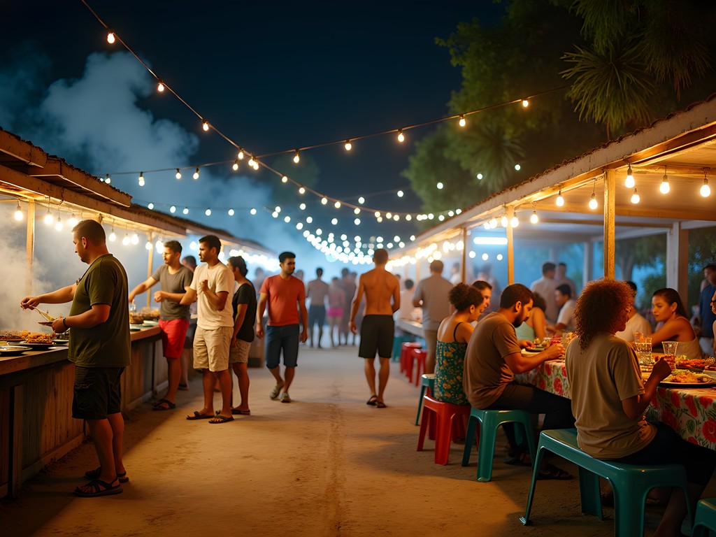 Lively outdoor Fish Fry Thursday event with local musicians and diverse crowd in West End Bahamas