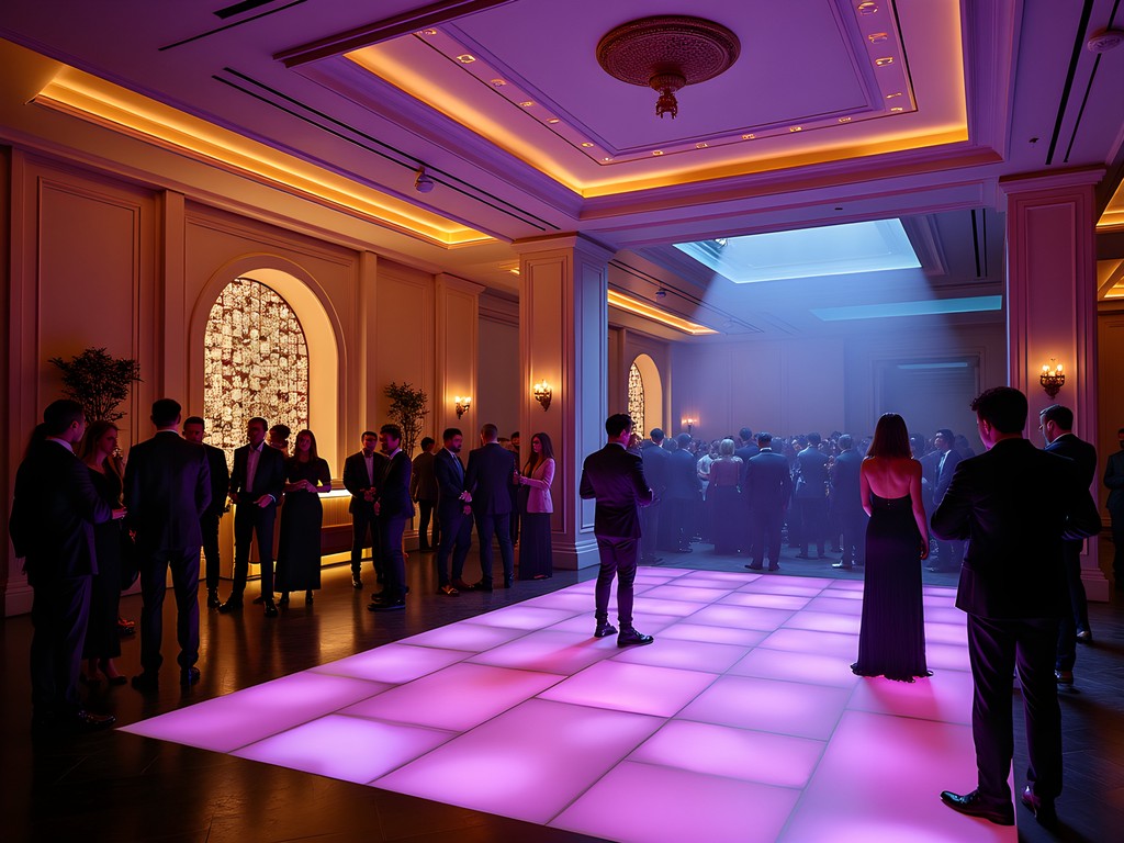 Elegant interior of a luxury nightclub in Zurich West with sophisticated lighting and well-dressed patrons