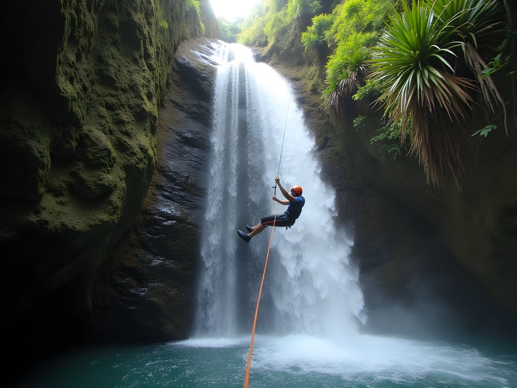 Canyoning adventure at Biausevu Waterfall on Fiji's Coral Coast