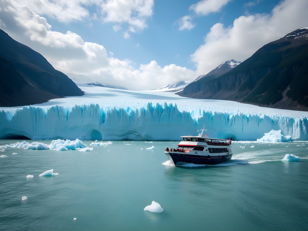 Family watching glacier calving in Prince William Sound