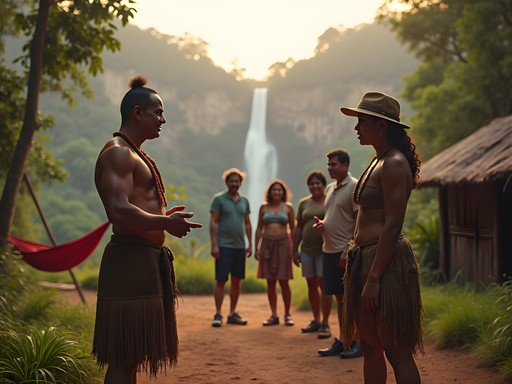 Pemón guide sharing traditional ecological knowledge with visitors at Angel Falls base camp
