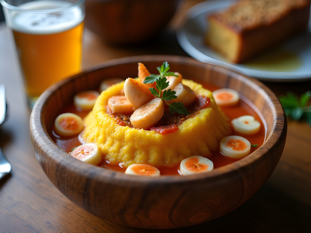 Traditional Puerto Rican mofongo dish at a local Arecibo restaurant