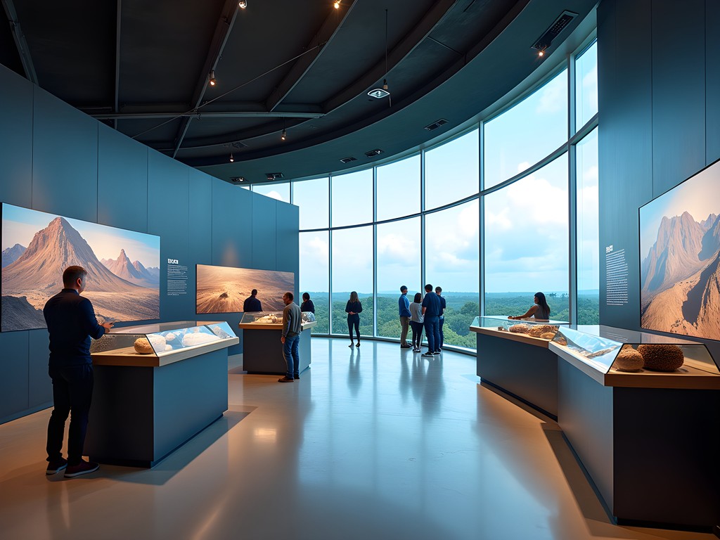 Arecibo Observatory visitor center with educational exhibits about radio astronomy