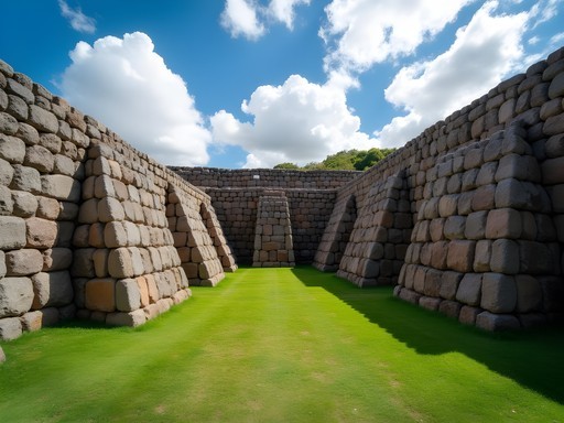 Massive precisely-fitted stone walls at Sacsayhuamán archaeological site above Cusco