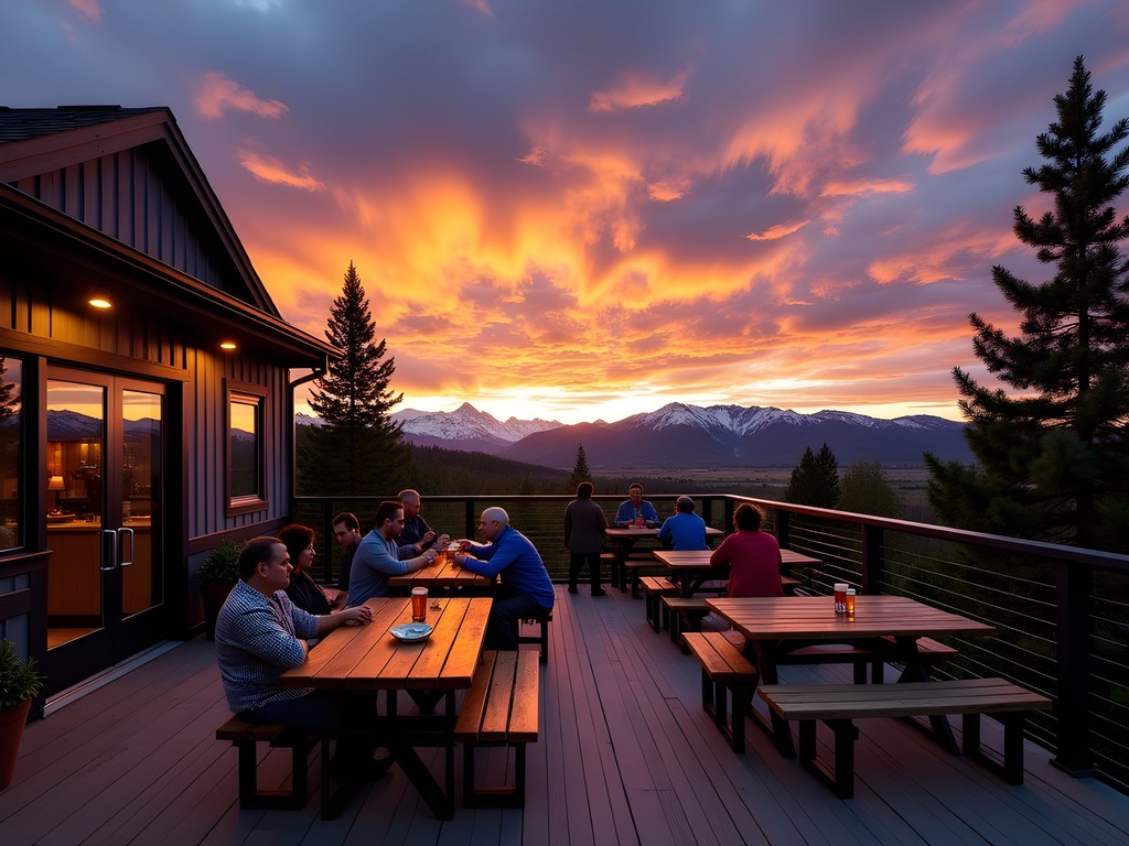 Sunset view from Crux Fermentation Project brewery in Bend