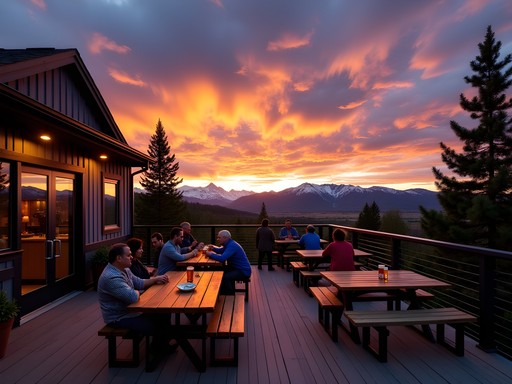 Sunset view from Crux Fermentation Project brewery in Bend