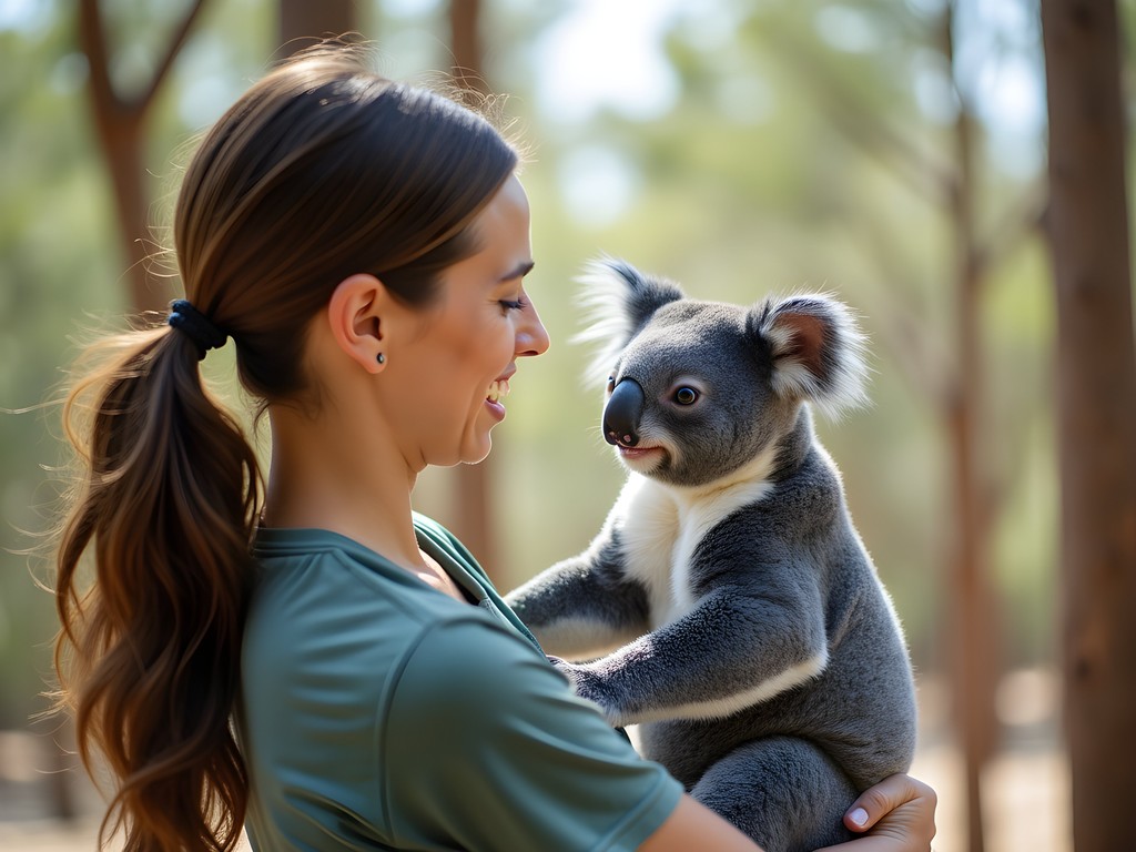Visitor holding a koala at Lone Pine Koala Sanctuary Brisbane