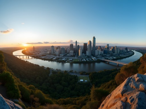 Panoramic view of Brisbane city from Mount Coot-tha lookout