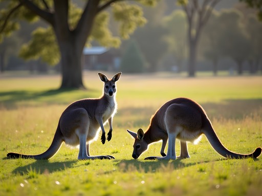 Eastern grey kangaroos grazing in Tidbinbilla Nature Reserve during spring