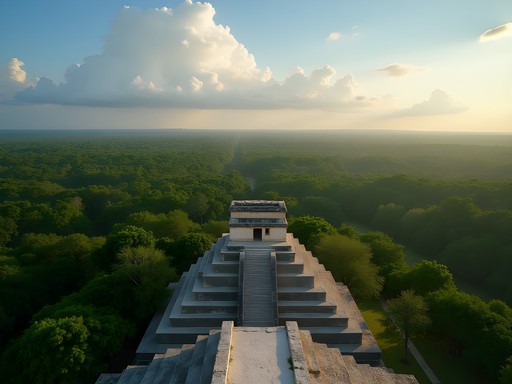 Panoramic view of jungle canopy from atop Nohoch Mul pyramid at Coba