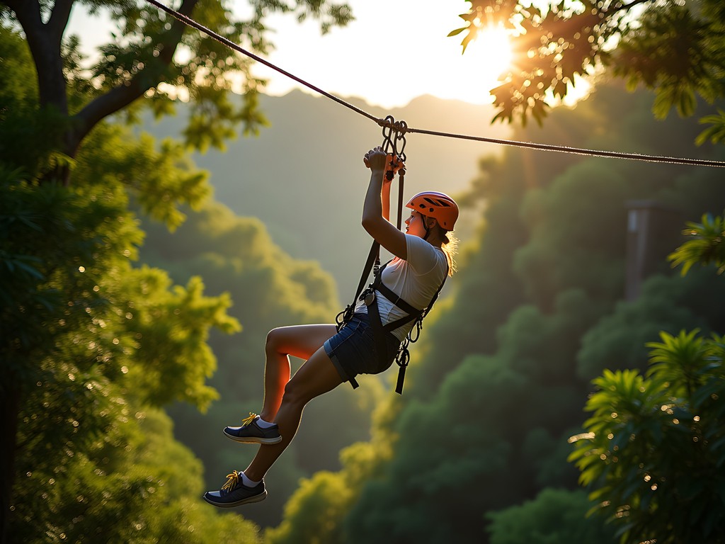 Zipline adventure through lush jungle canopy in Riviera Maya