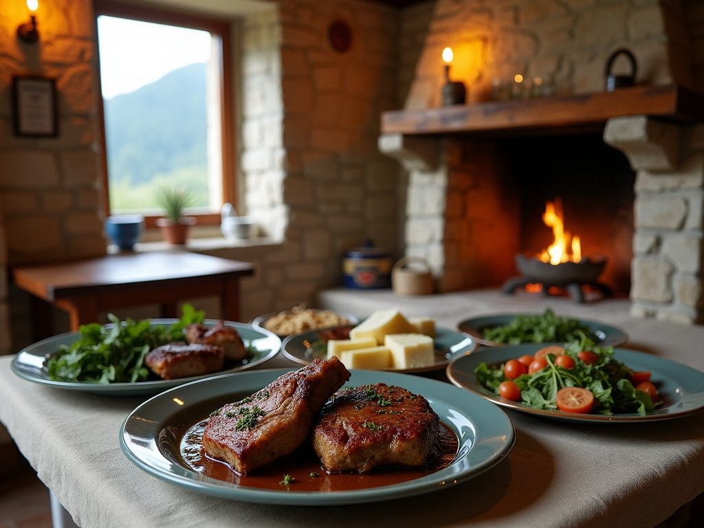 Traditional taverna in mountain village near Delphi serving local cuisine