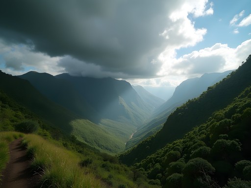 Dramatic afternoon storm clouds gathering over Dumbea Valley