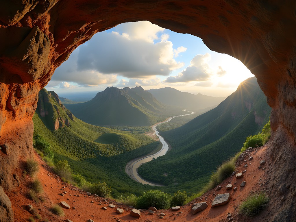 Panoramic view of Dumbea Valley from La Fenêtre rock formation