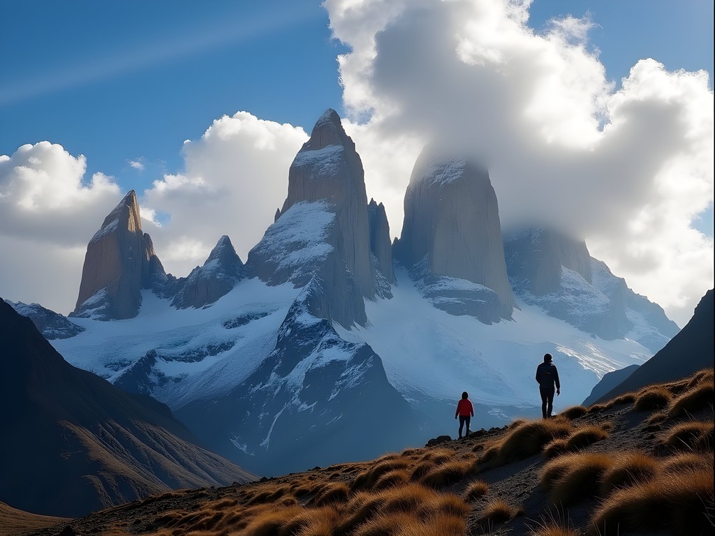 Dramatic weather changes over Mount Fitz Roy showing cloud formations