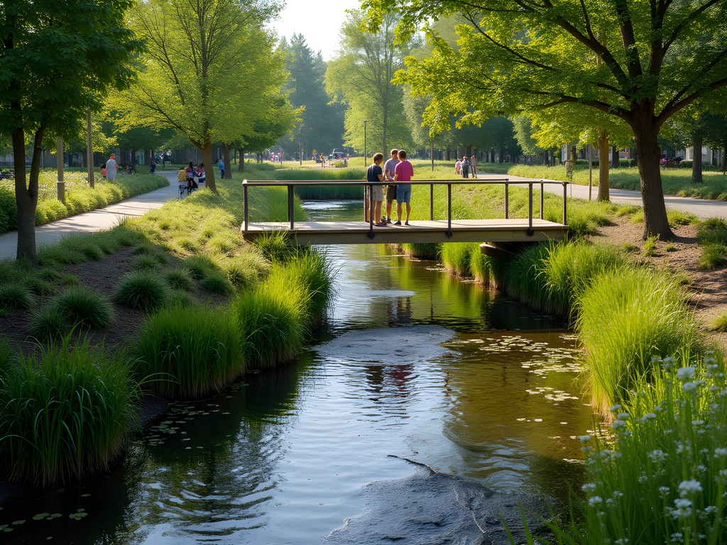 Restored section of Amazon Creek in Eugene showing native riparian vegetation and clear flowing water
