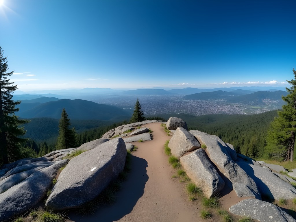 Panoramic view from Spencer Butte summit overlooking Eugene and the Willamette Valley