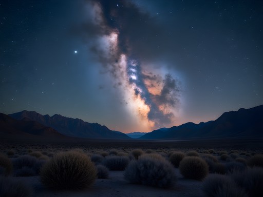 Milky Way galaxy visible over Fernley Nevada desert landscape at night
